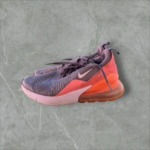 Youth 6y Nike Air Max 270 Running Shoes Gray/Orange 943346- 001 Lace Up Big Kids